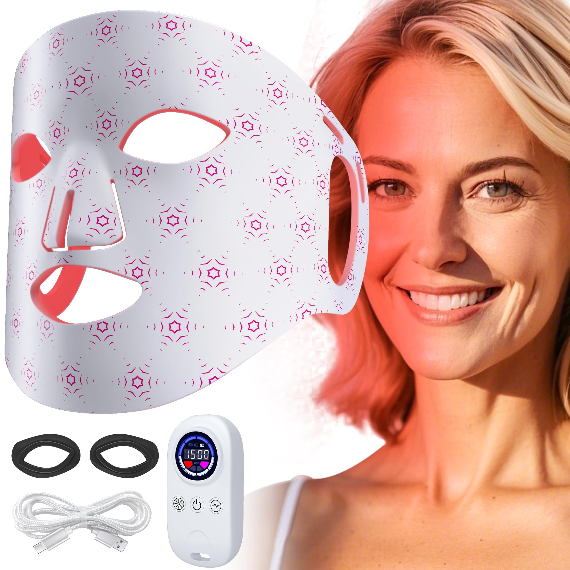ReLuien Red Light Mask for Face – Silicone Soft LED Mask with Remote, 660nm & 850nm, At-Home Skin Therapy