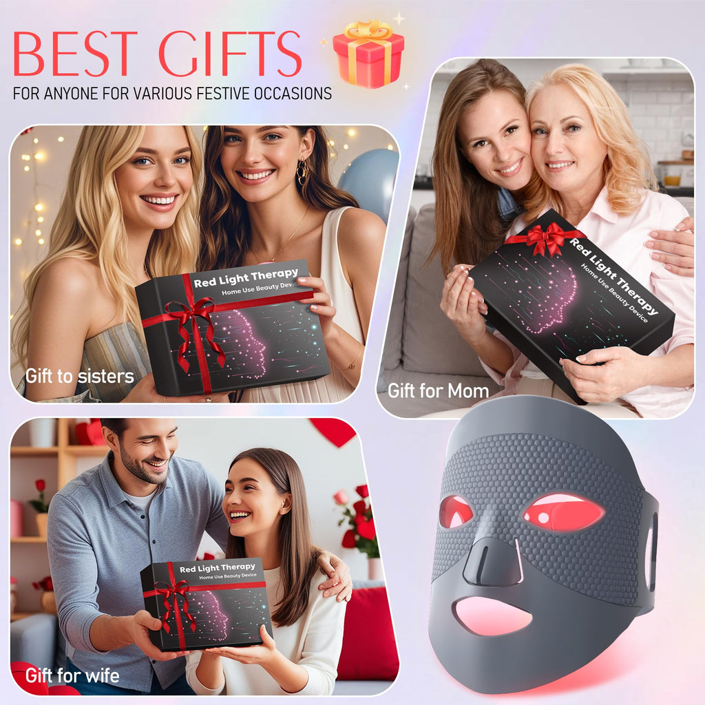 ReLuien Red Light Therapy Mask | Flexible Silicone LED Face Mask with 630nm Red Light & 850nm Near-Infrared