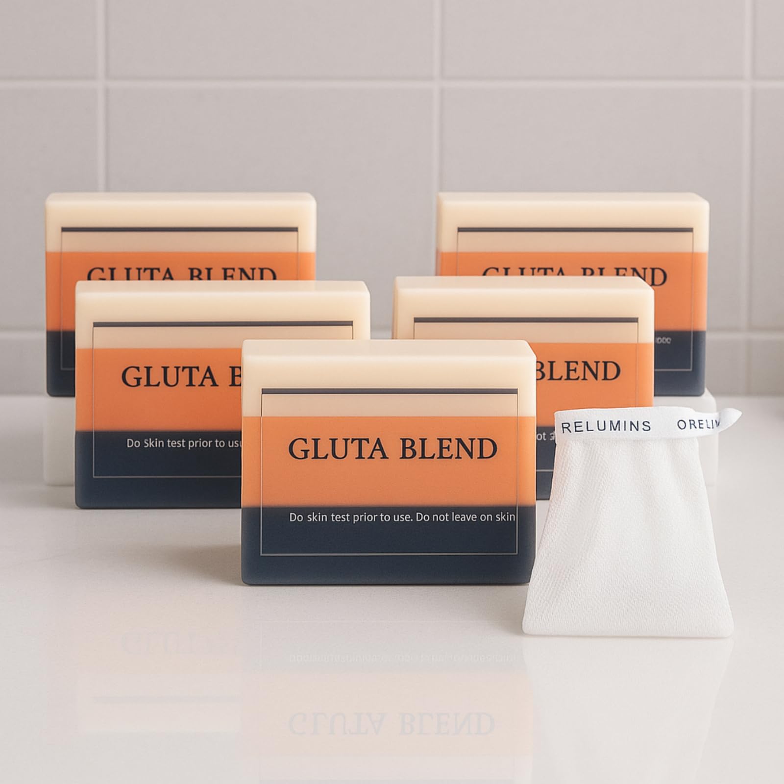 Relumins Premium 3-in-1 Glutablend Soap Bar with Rosehips – 65g x5, Face & Body Cleanser