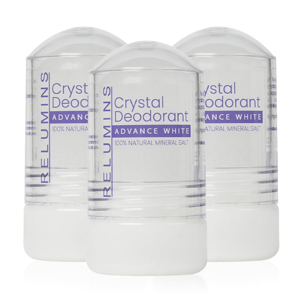 Relumins Crystal Deodorant – Aluminum-Free Mineral Salt Roll-On, 60g x 3
