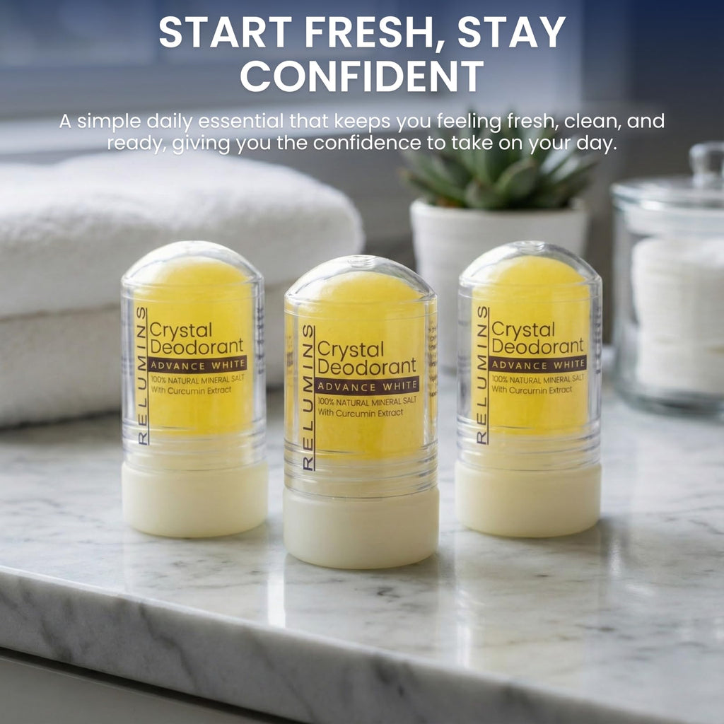 Relumins Cucurmin Crystal Deodorant – Aluminum-Free Mineral Roll-On, 60g x 3