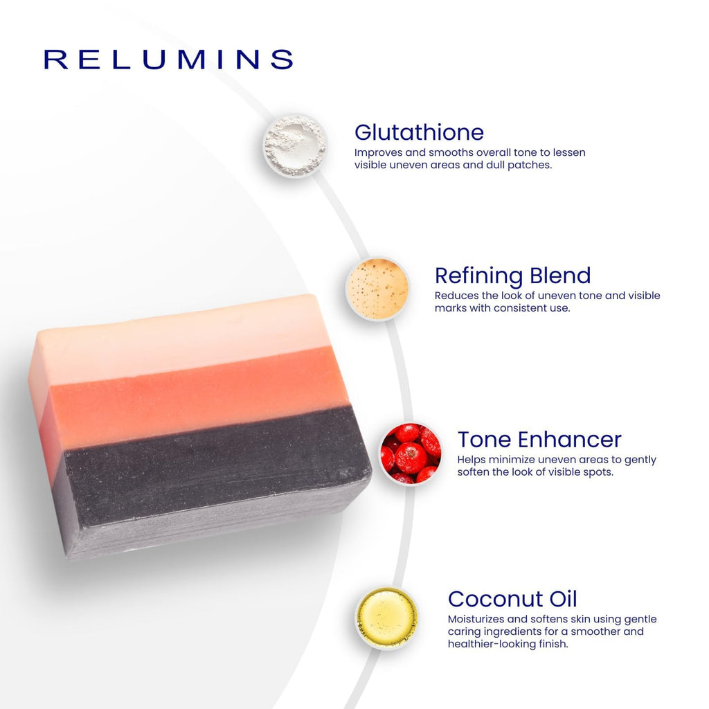 Relumins Premium 3-in-1 Glutablend Soap Bar with Rosehips – 65g x5, Face & Body Cleanser