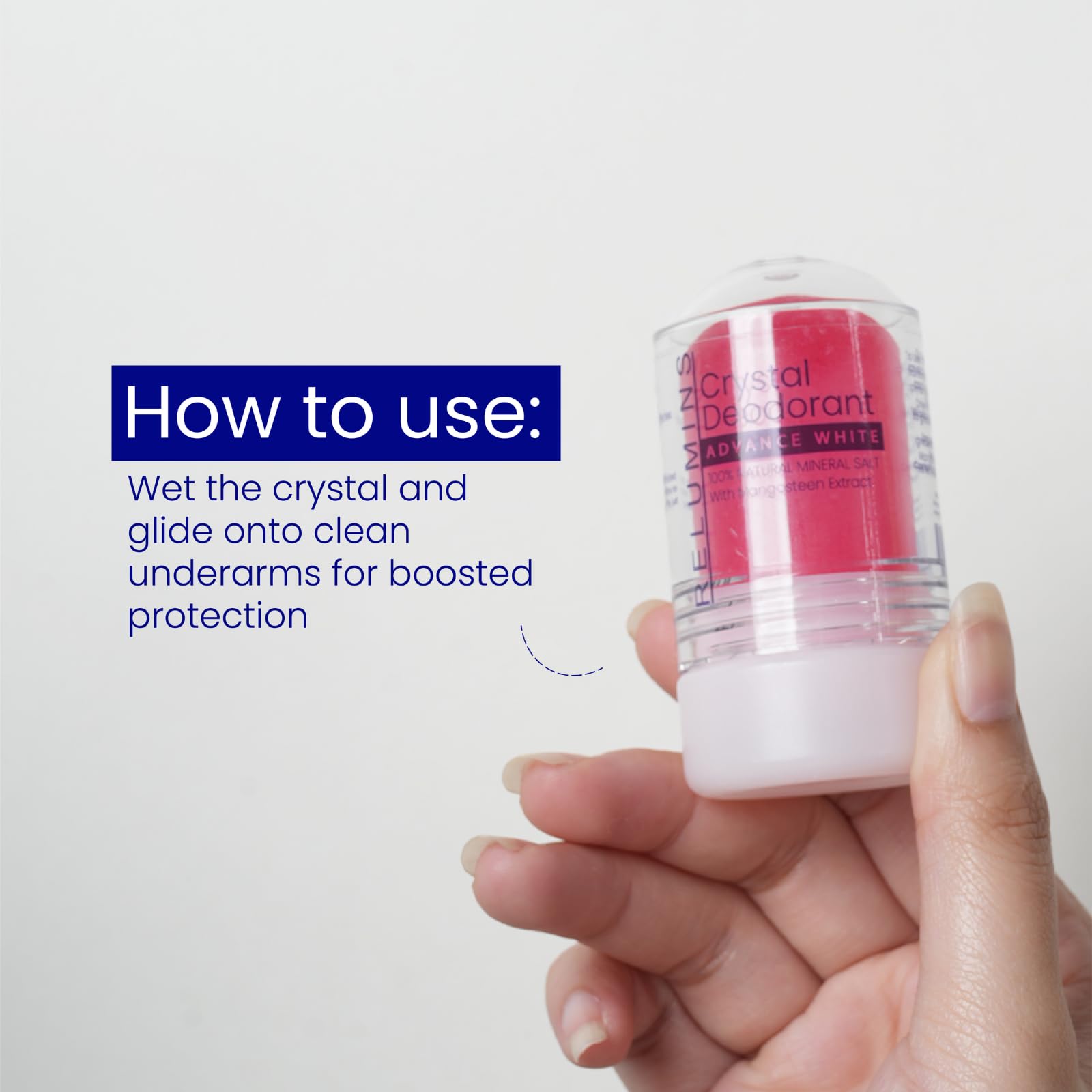 Relumins Mangosteen Crystal Deodorant – Aluminum-Free Mineral Salt Roll-On (60g x 3)