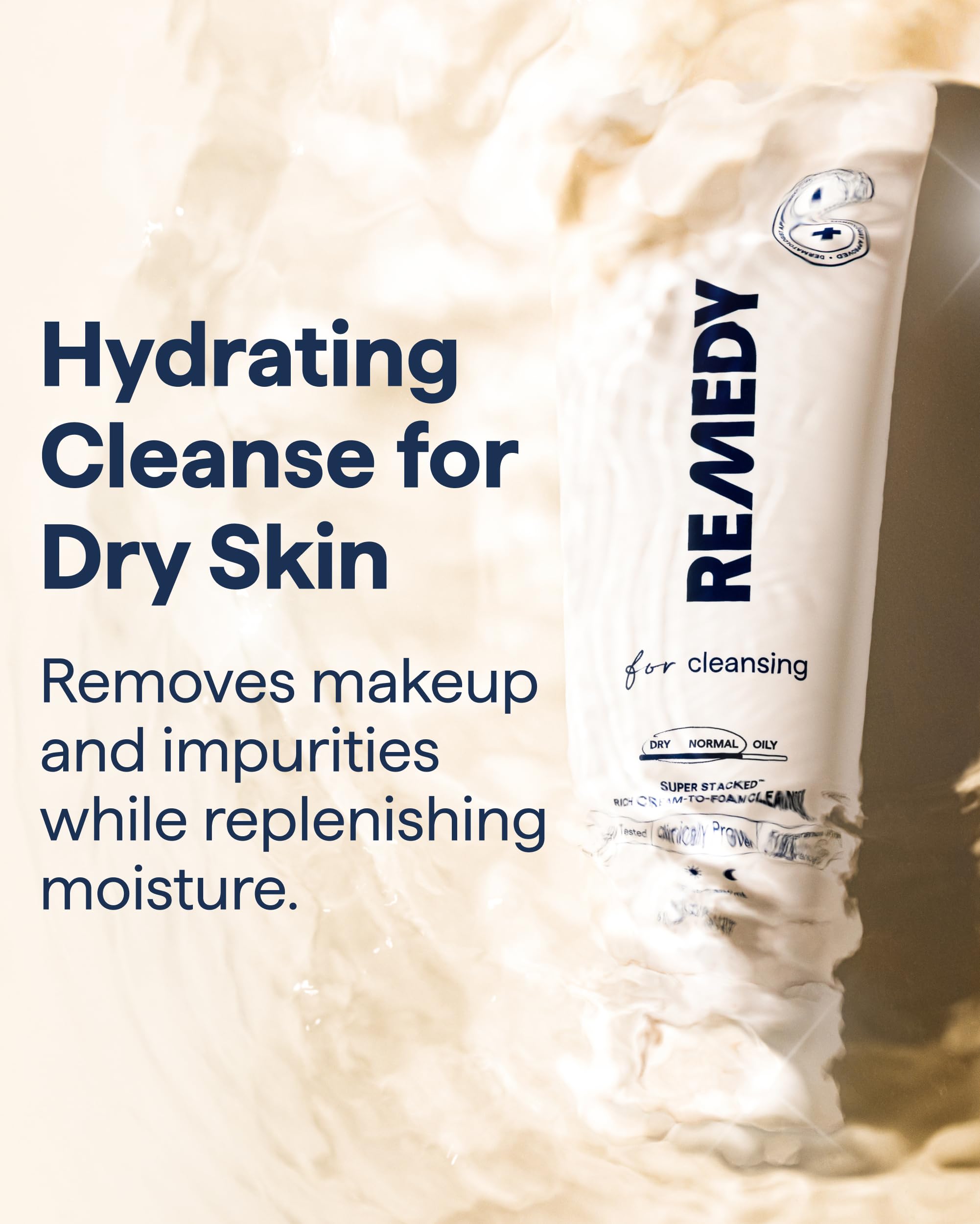 Remedy Science Rich Cream Cleansing | Cream-to-Foam Cleanser with Ceramides, Glycerin & Panthenol | Hydrating Cleanser for Normal–Dry Skin | By Dr. Shah | 5 fl oz