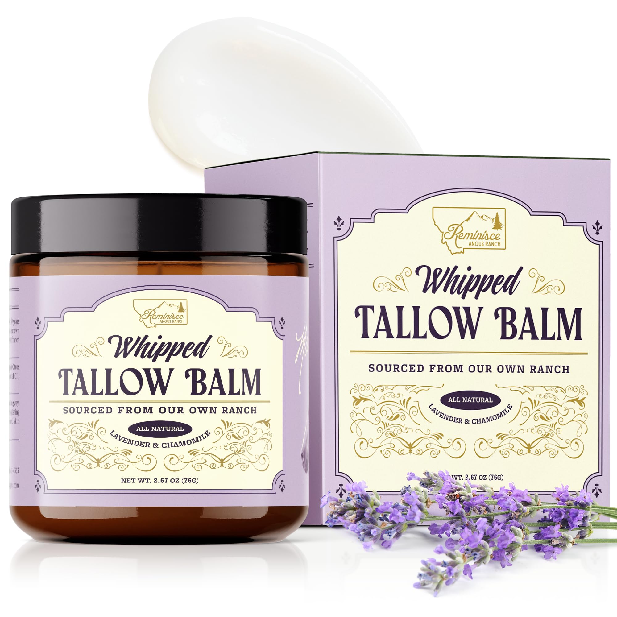 Reminisce Angus Ranch Whipped Tallow Balm — Lavender & Chamomile, Grass-Fed, USA