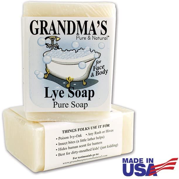 Remwood- Grandmas Pure Lye Soap Bar - 6 oz Unscented Face & Body Wash | No Detergents, Dyes or Fragrances