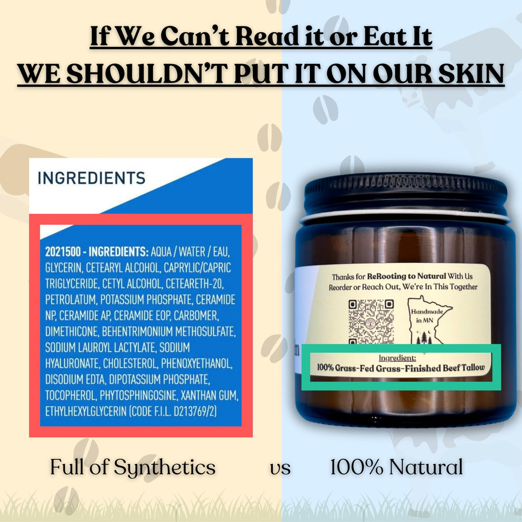 Reroot Organics Naked Tallow Balm – 1-Ingredient Grass-Fed Beef Tallow (4oz)