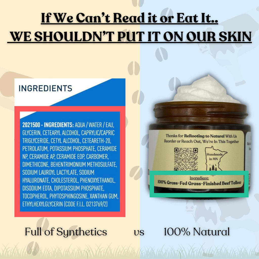 Reroot Organics Naked Tallow Balm – 1 Ingredient, Grass-Fed Beef Tallow, 2oz