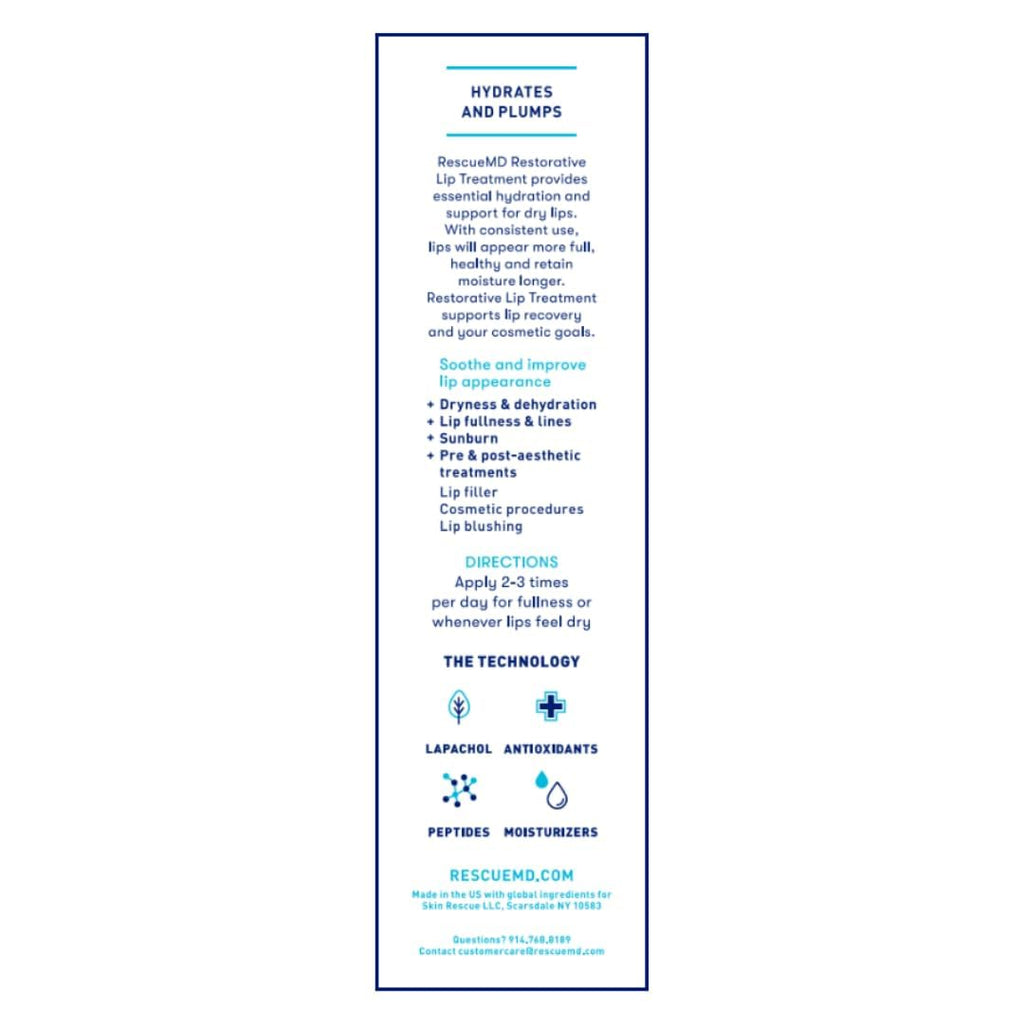 RescueMD Restorative Lip Treatment | Peptide-Powered Hydration & Arnica Repair (12mL)