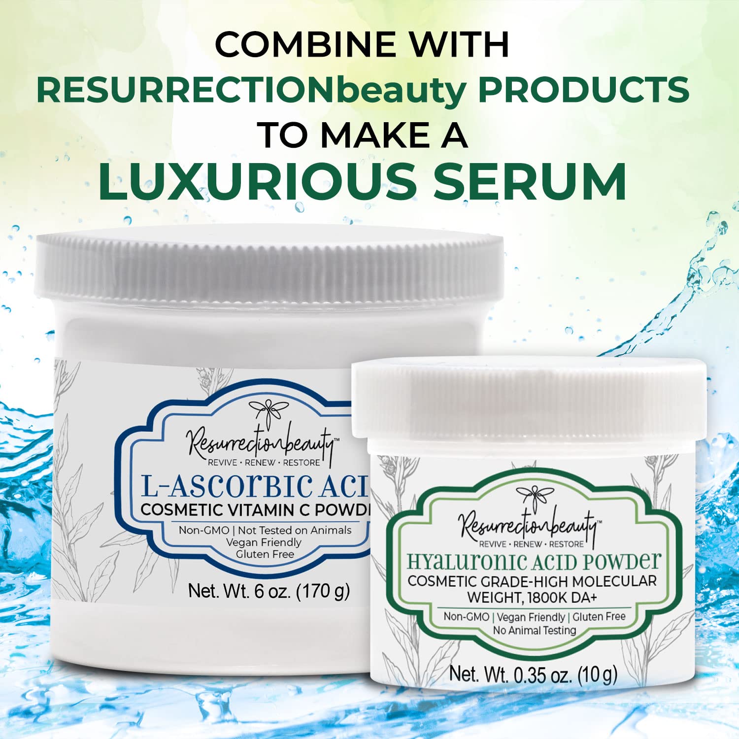 RESURRECTIONbeauty 100% Pure L-Ascorbic Acid Powder – DIY Vitamin C Skincare for Serums, Masks, and More | 6 oz