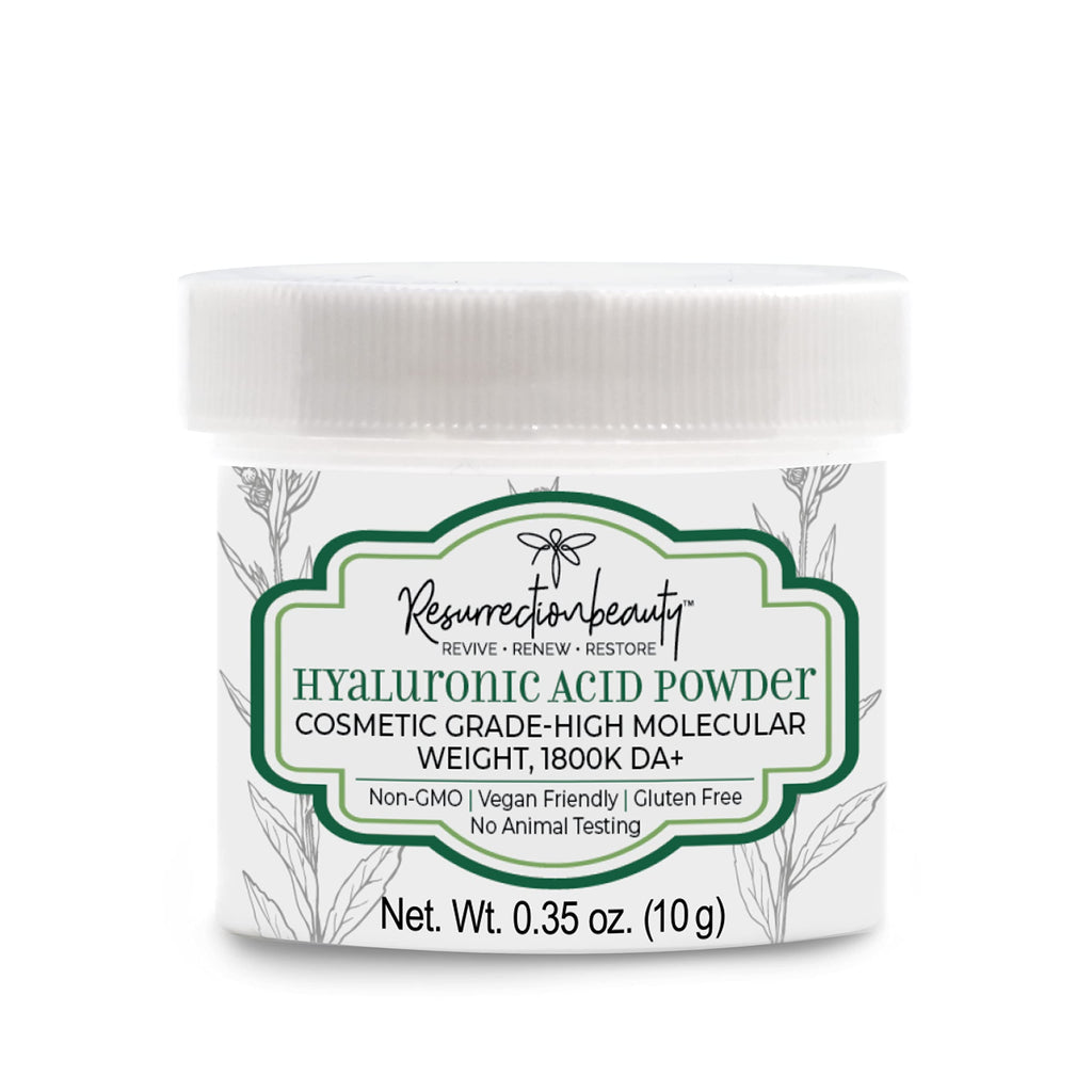 RESURRECTIONbeauty Pure Hyaluronic Acid Powder – High Molecular Weight Sodium Hyaluronate, 10g for DIY Serums & Masks