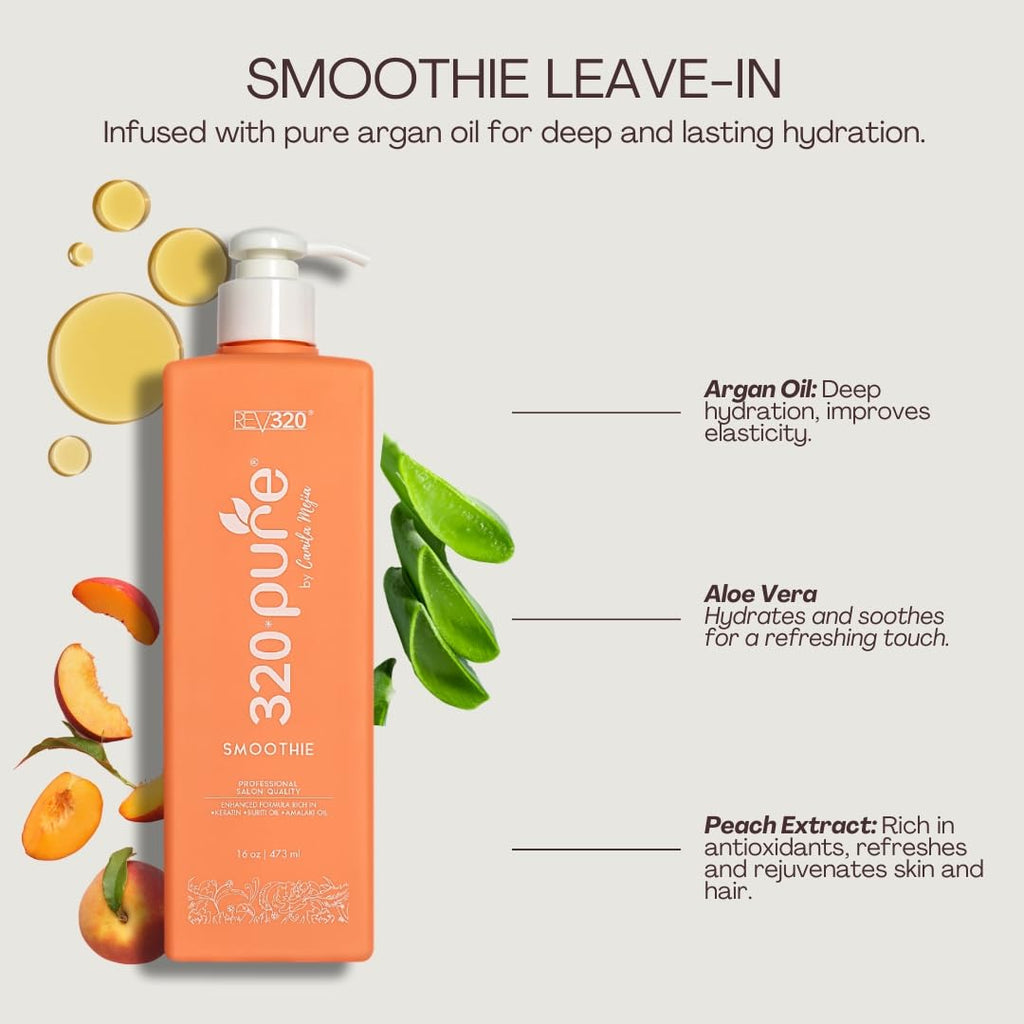 Rev320 320Pure Smoothie Leave-In Conditioner – Sulfate Free, Color Safe, Lightweight 8oz
