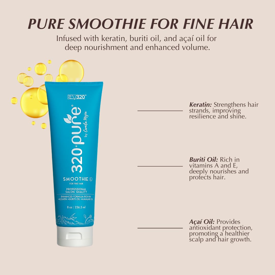 Rev320 320Pure Smoothie Leave-In Conditioner for Fine Hair – Lightweight, Sulfate-Free & Color Safe
