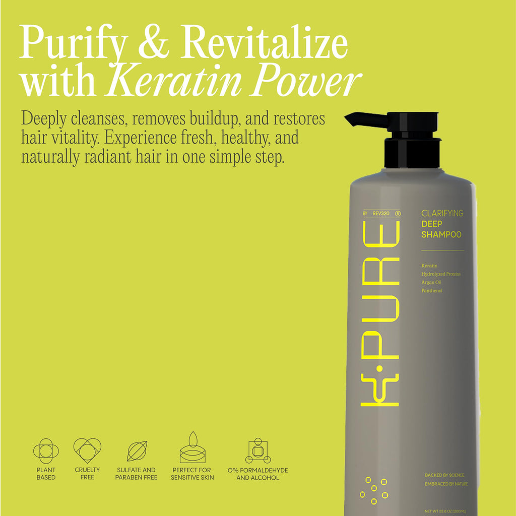 Rev320 Clarifying Deep Shampoo by K-Pure — Sulfate & Paraben Free, Deep Cleansing for Buildup