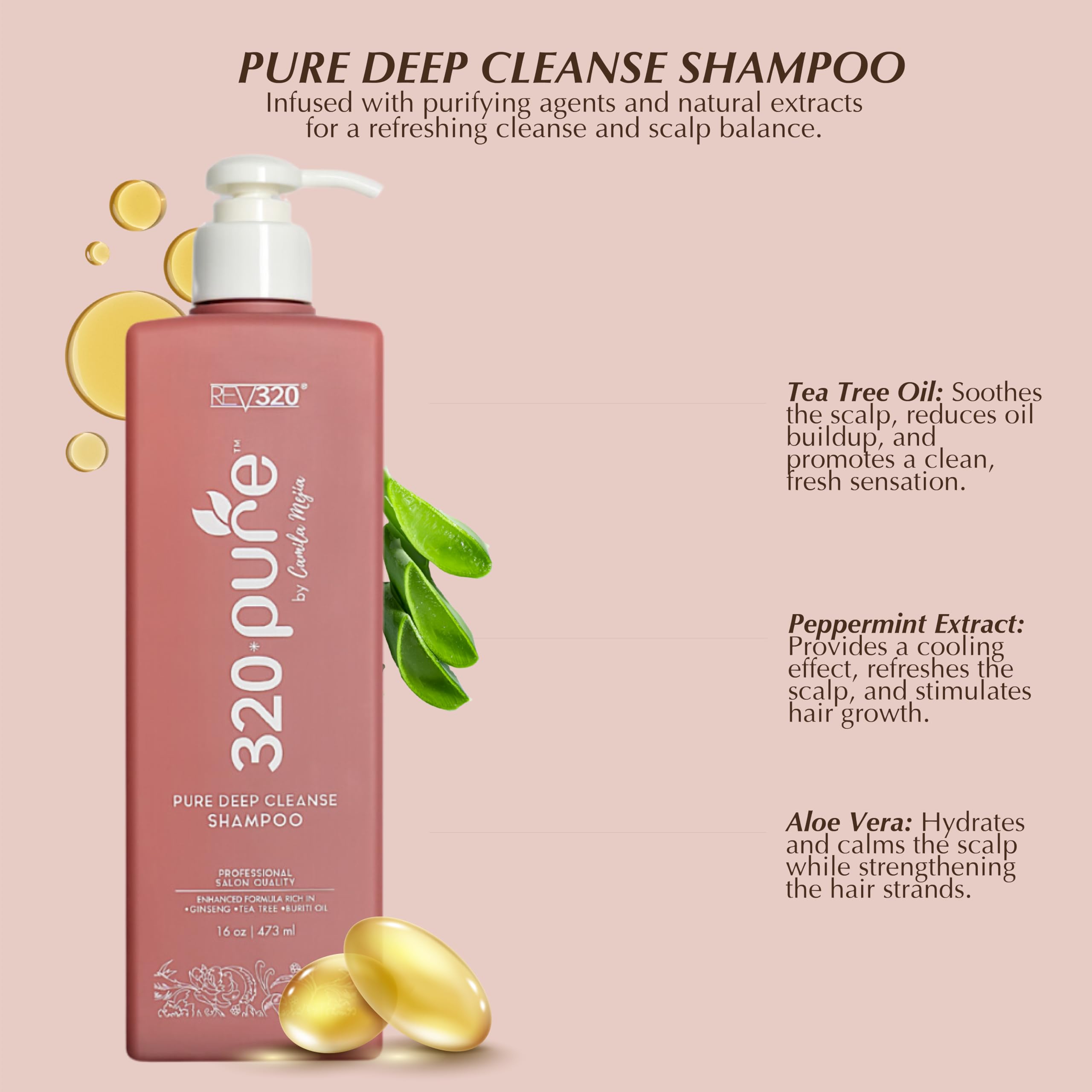Rev320 Pure Deep Cleanse Clarifying Shampoo – Build-Up Detox for Oily Hair (16oz)