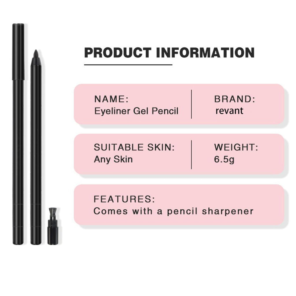 Revant Beauty Gel Eyeliner for Mature Eyes – Round Tip, Waterproof & Smudge-Resistant, All-Day Definition (Black)