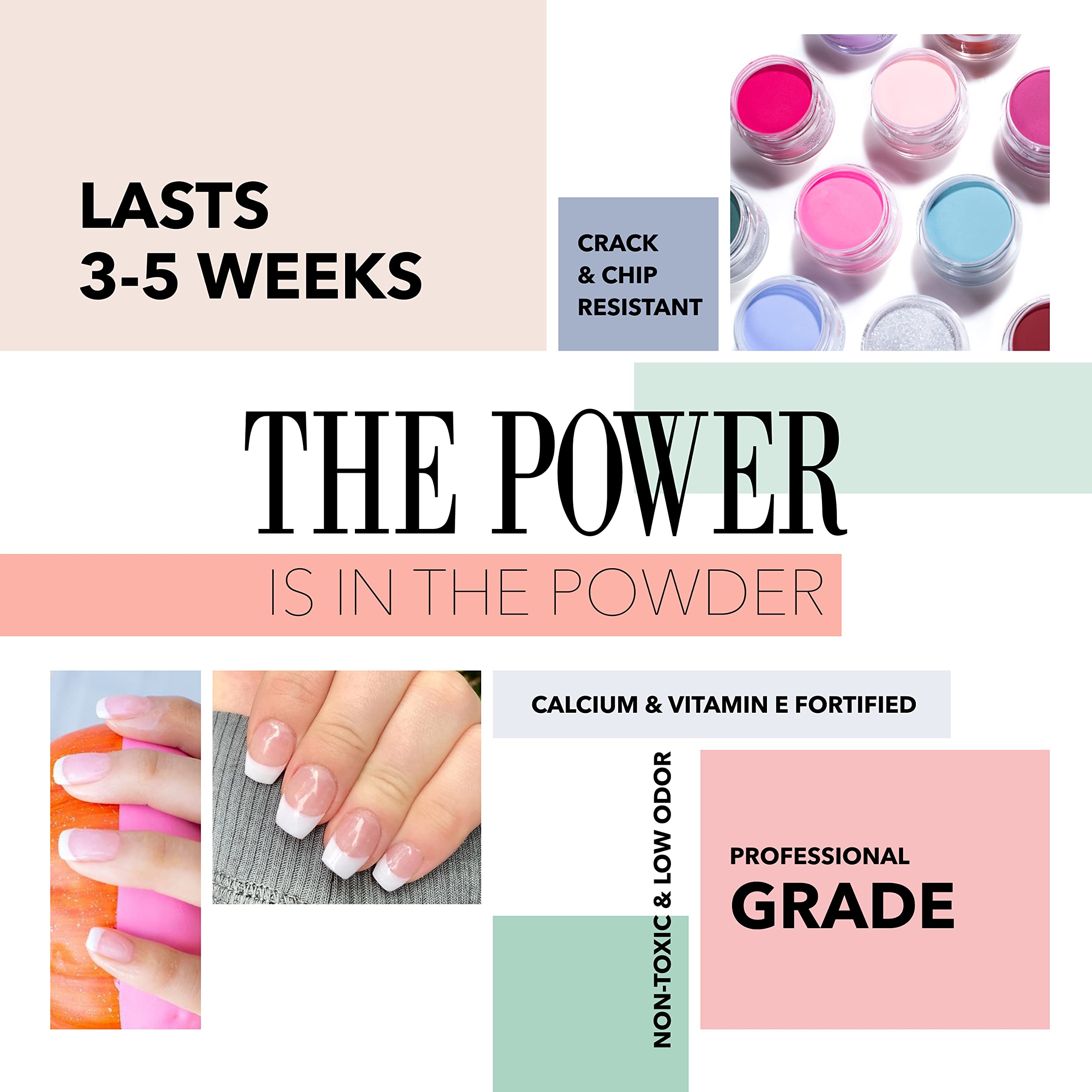 Revel Nail Dip Powder Starter Kit — 4-Color French Manicure Set with Base Coat, Activator, Finish Gel & Gel Thinner | Made in USA