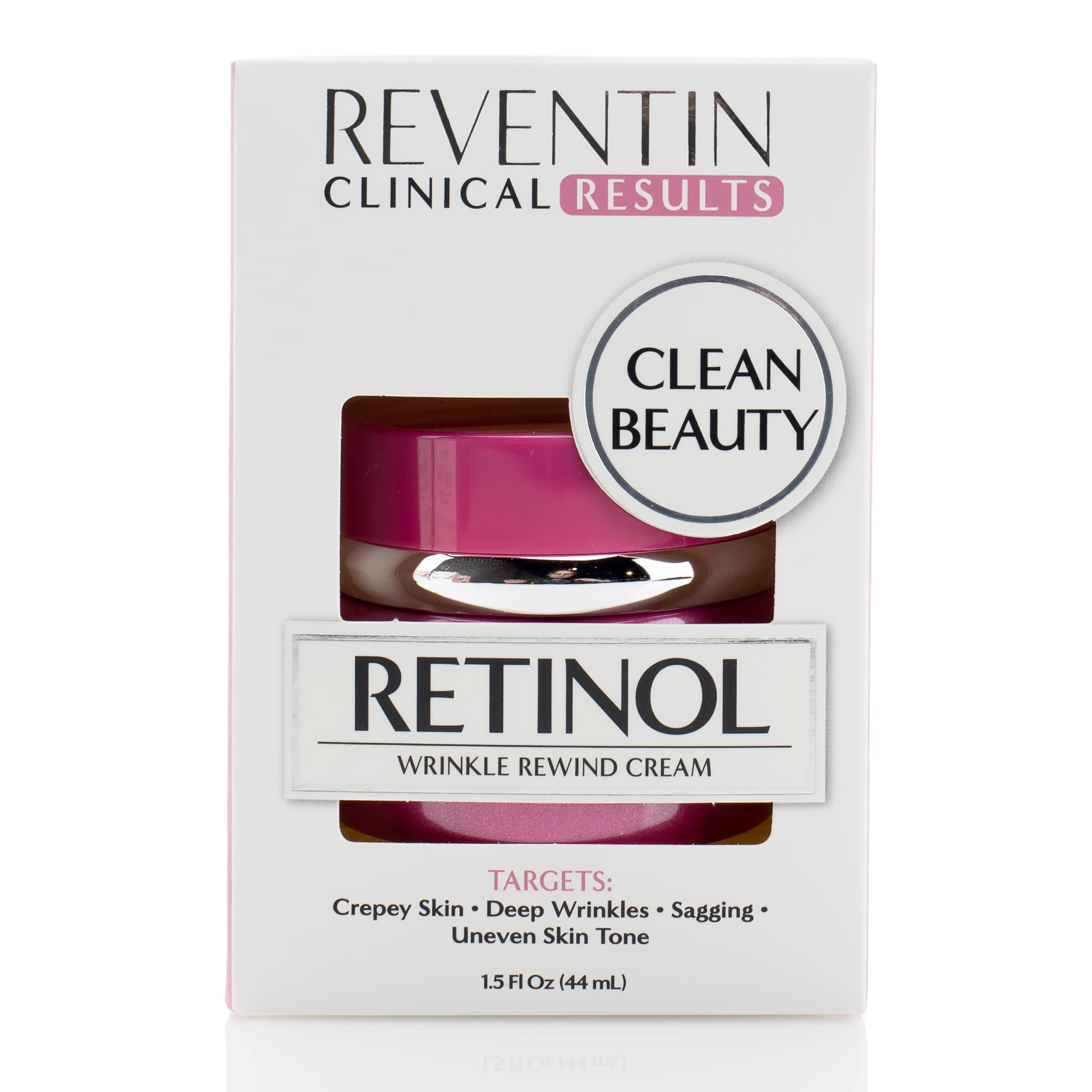 Reventin Clinical Results Retinol Wrinkle Rewind Night Cream – Anti Aging Moisturizer with Aloe Vera, Vitamin E, Niacinamide | 1.5 Fl Oz