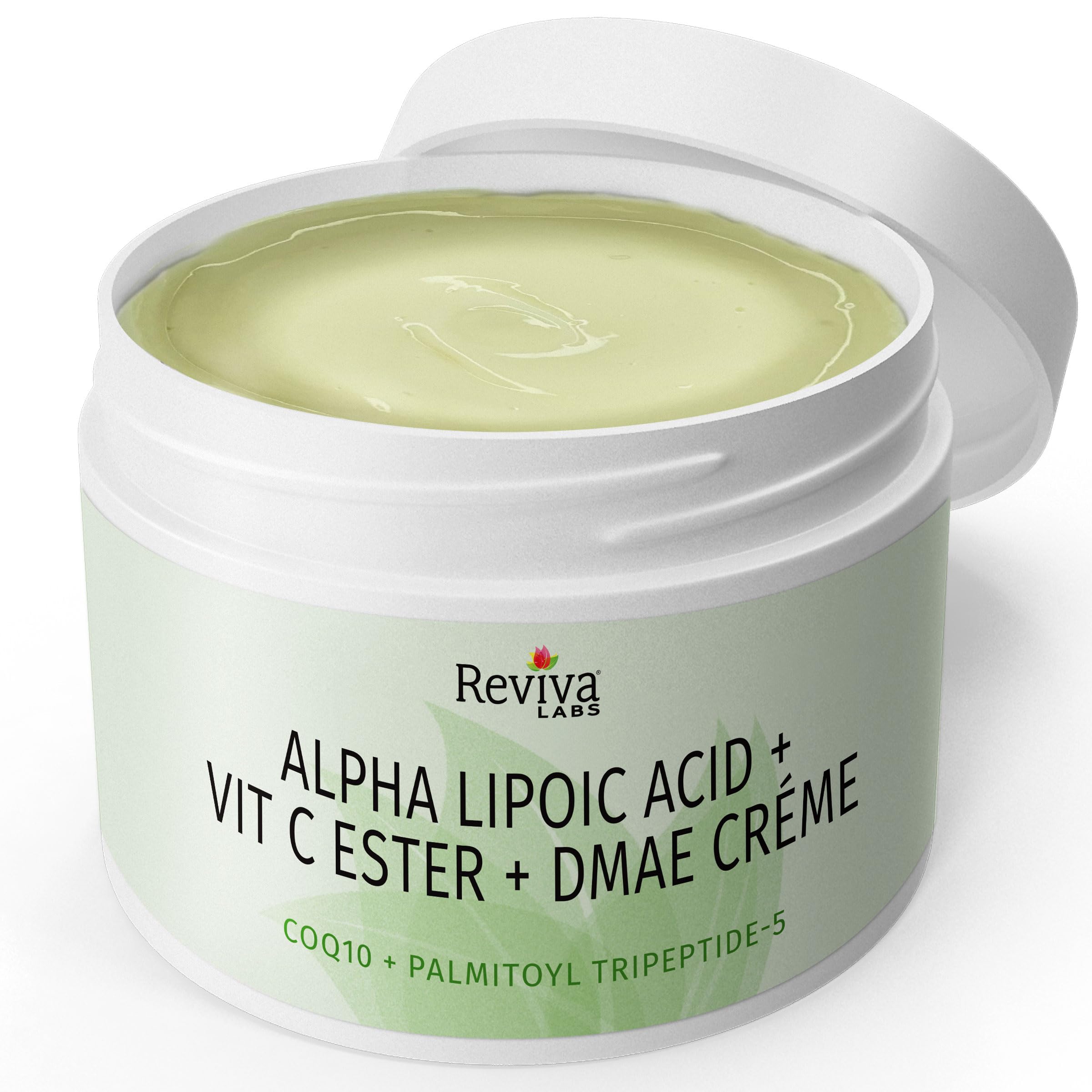 Reviva Labs DMAE Cream with Alpha Lipoic Acid & Vitamin C Ester – Firming Neck & Face Cream (3-pack, 2 oz each)
