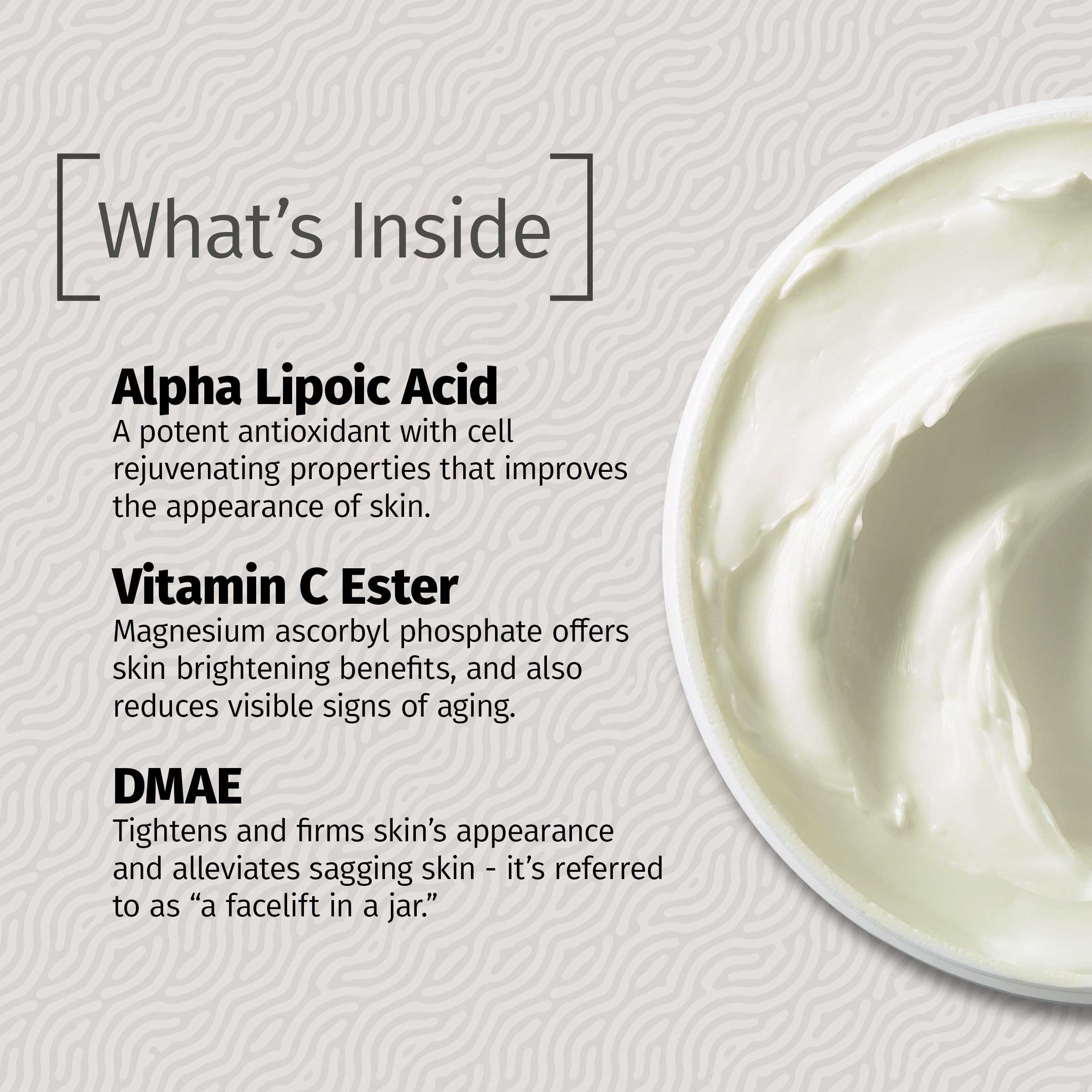 Reviva Labs DMAE Cream with Alpha Lipoic Acid & Vitamin C Ester – Firming Neck & Face Cream (3-pack, 2 oz each)