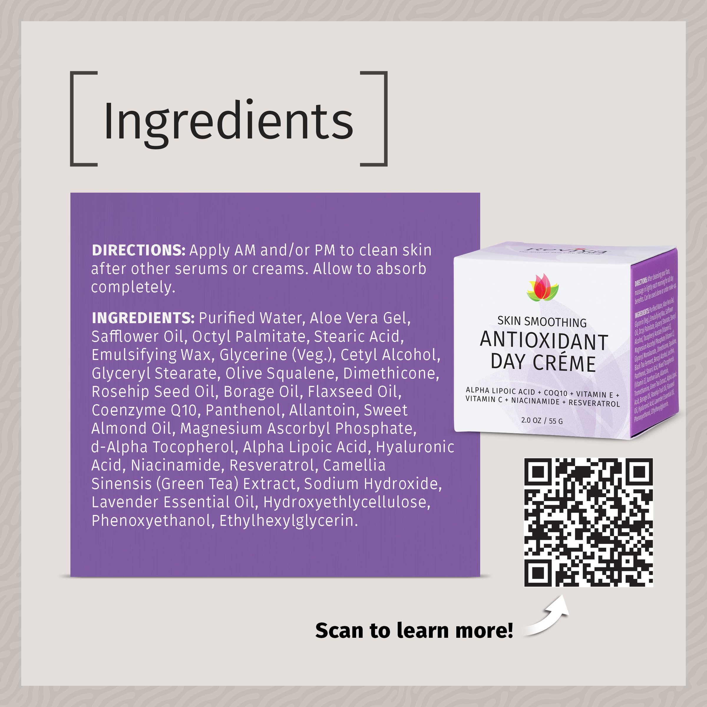 REVIVA LABS Skin Smoothing Antioxidant Day Creme – Antioxidant Day Cream