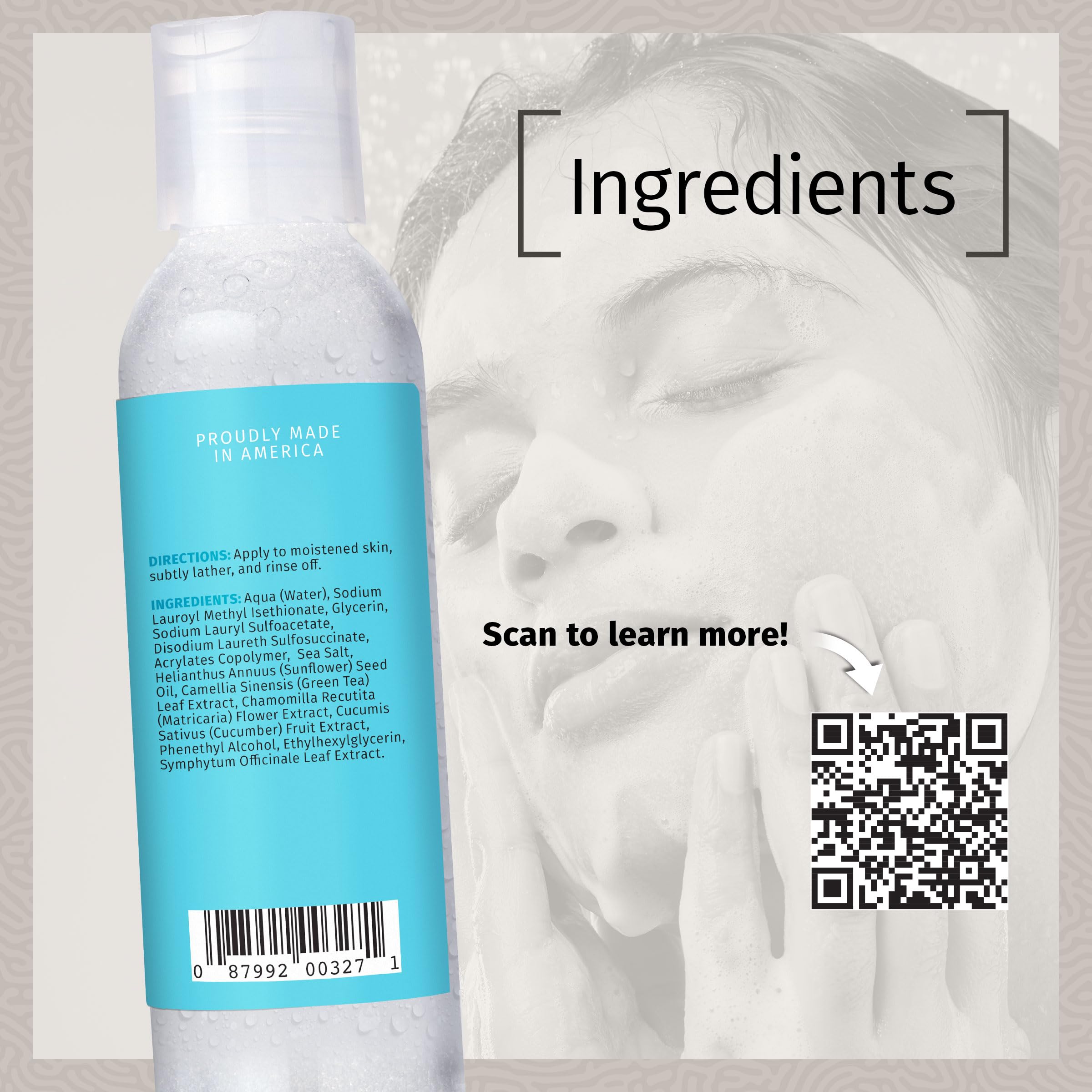 Reviva Labs Sea Salt Face Wash – Gentle Daily Cleanser for All Skin Types (4 fl oz)