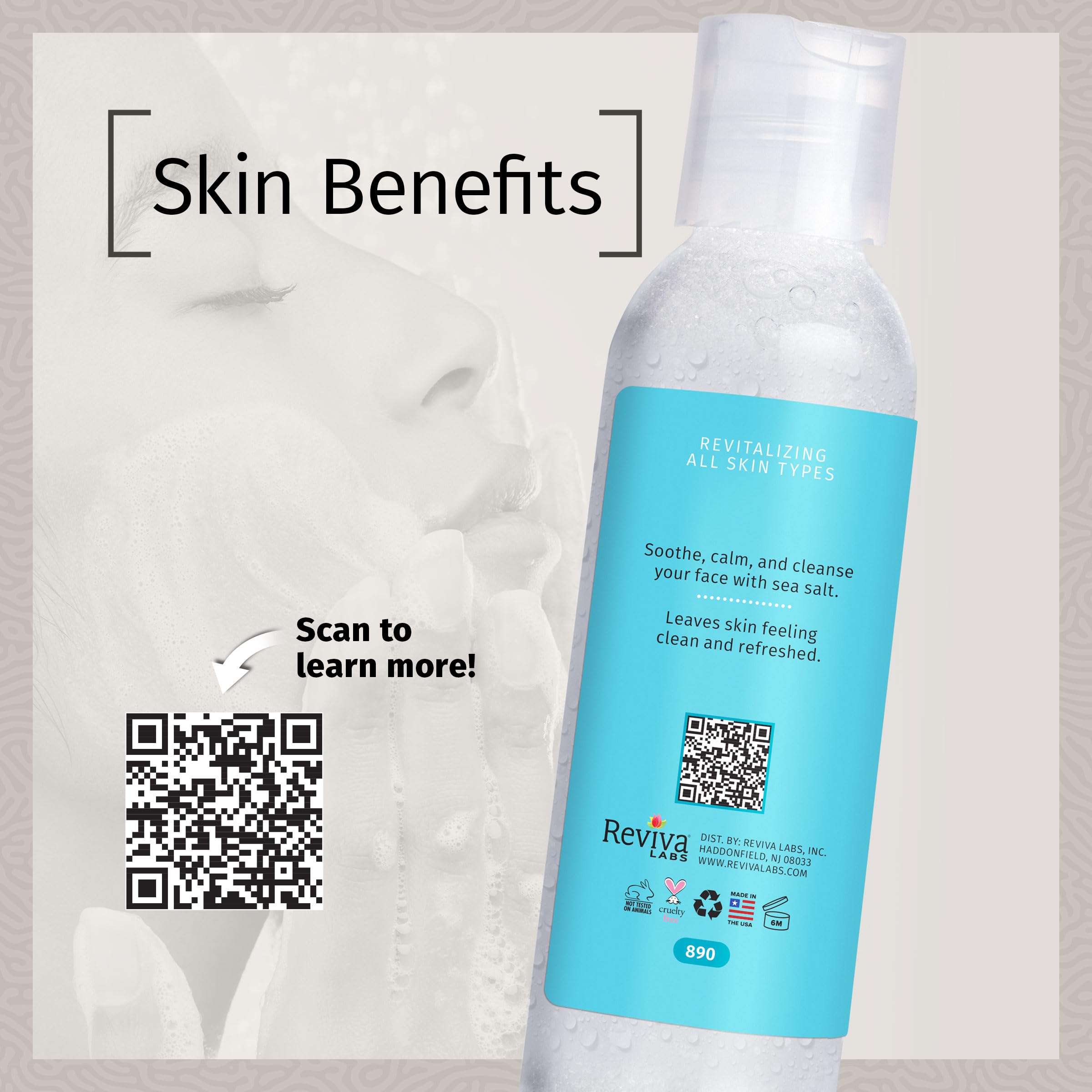 Reviva Labs Sea Salt Face Wash – Gentle Daily Cleanser for All Skin Types (4 fl oz)