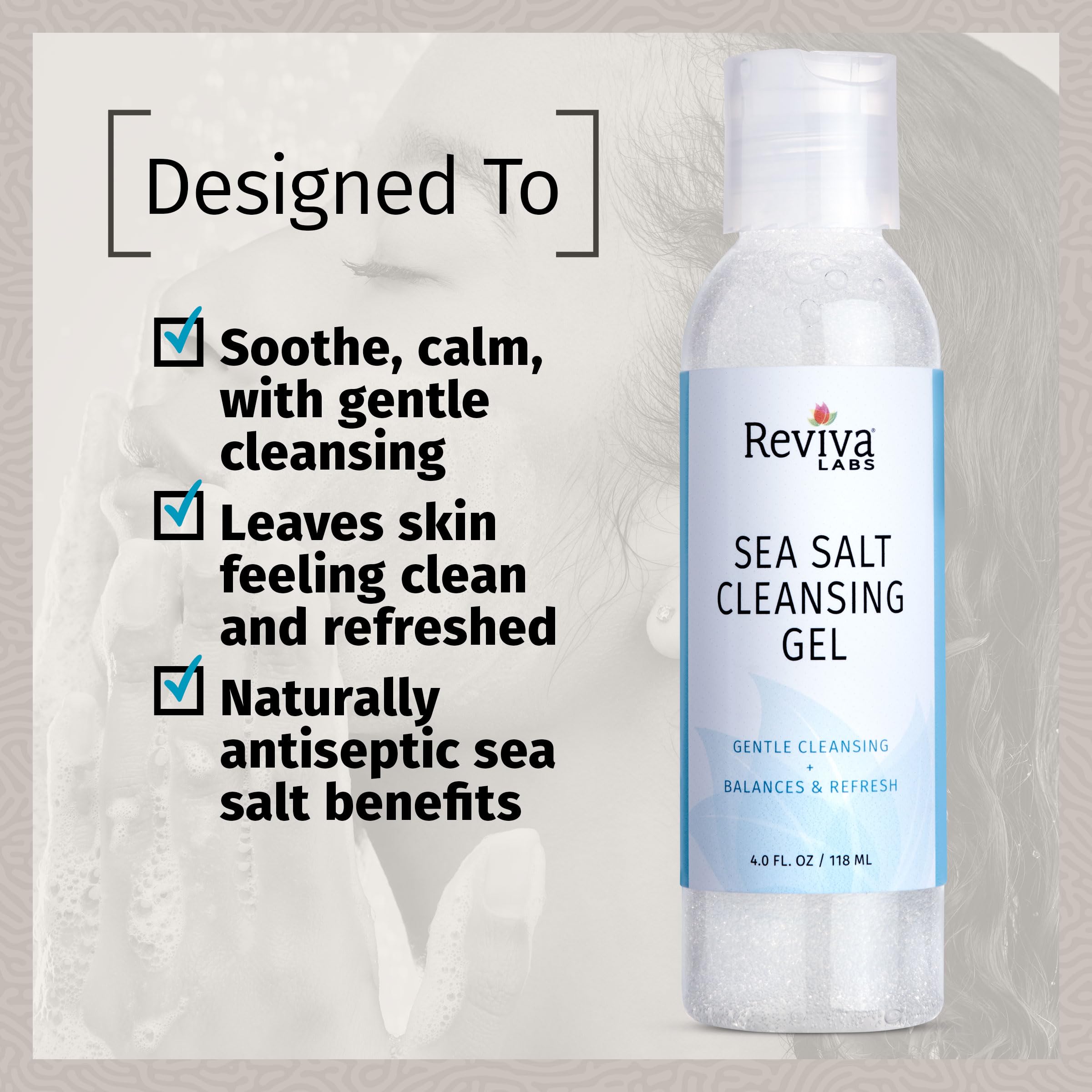 Reviva Labs Sea Salt Face Wash – Gentle Daily Cleanser for All Skin Types (4 fl oz)