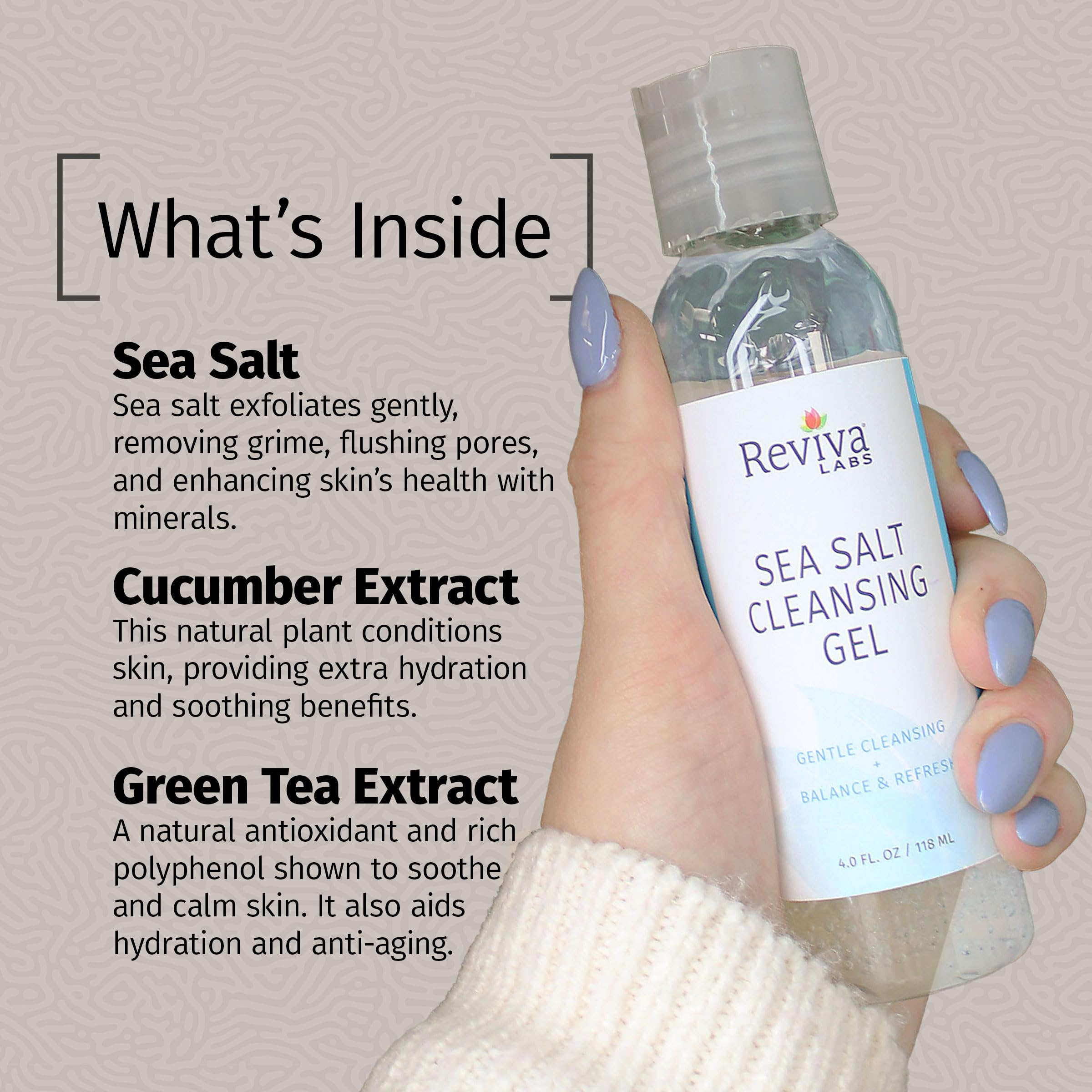 Reviva Labs Sea Salt Face Wash – Gentle Daily Cleanser for All Skin Types (4 fl oz)