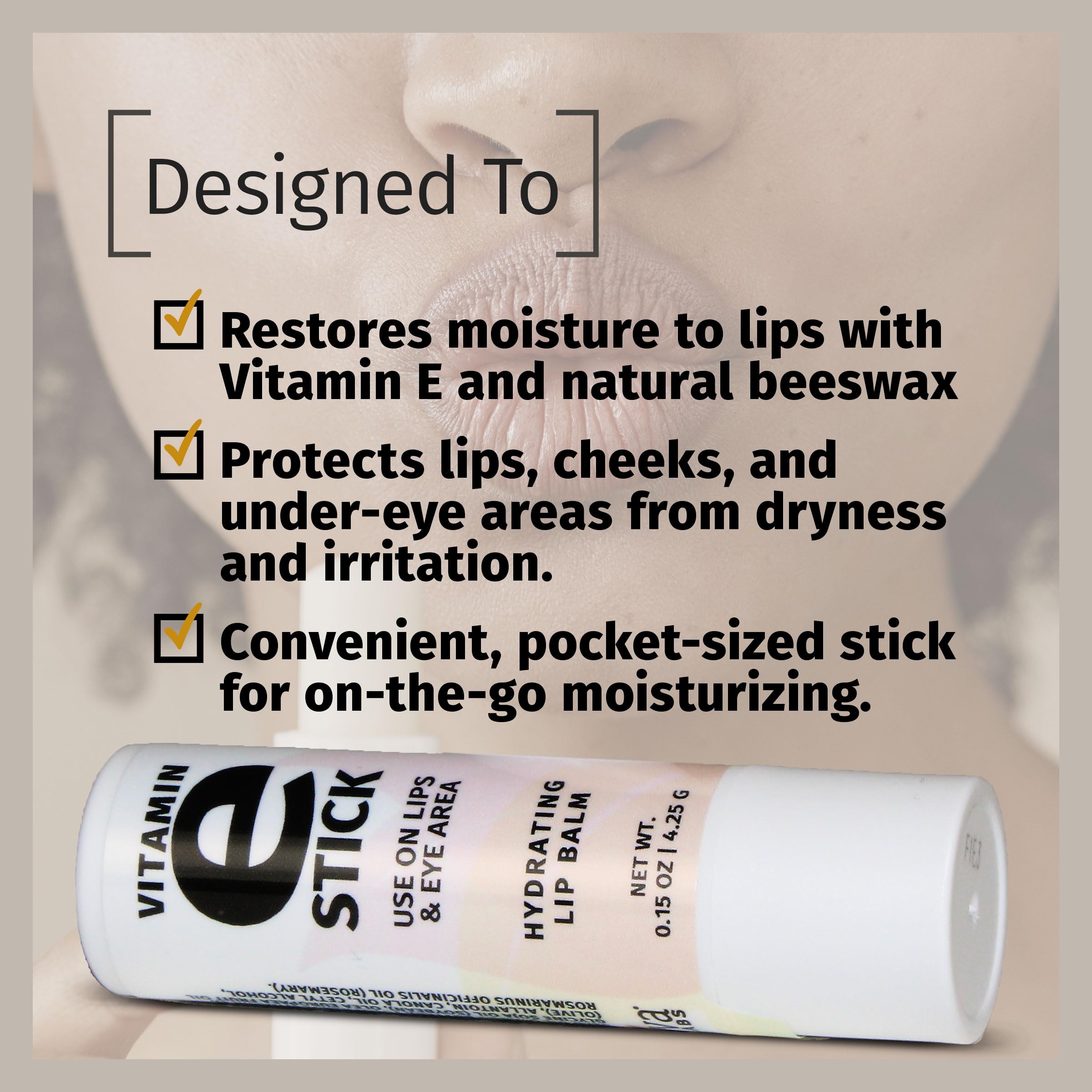 Reviva Labs Vitamin E Stick – Hydrating Lip Balm & Under-Eye Care (Pack of 12)