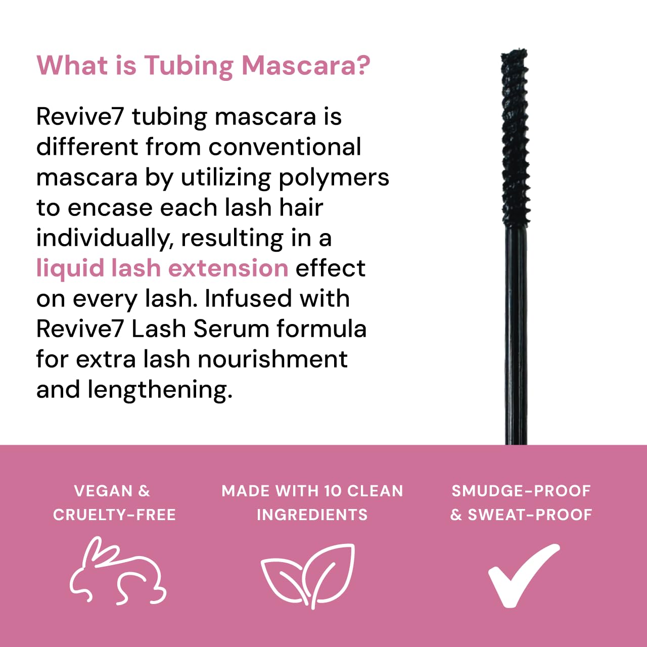 Revive7 Lash Serum Tint Mascara – Lengthening, Waterproof Tubing Formula (6 ml, Black)