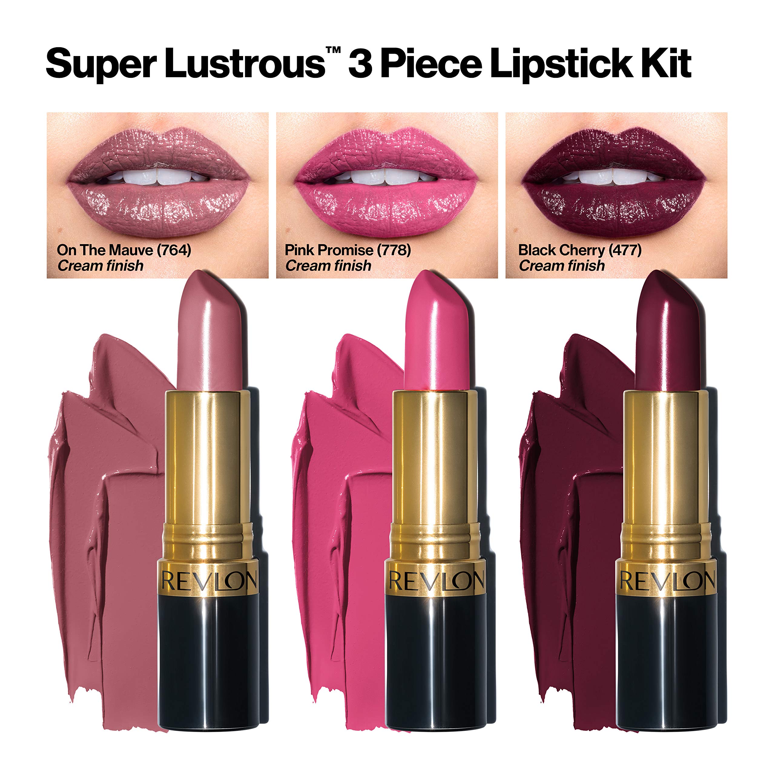 Revlon Super Lustrous 3-Piece Lipstick Gift Set – Cream Finish
