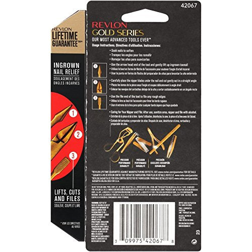 REVLON Gold Series Ingrown Away Set — Titanium-Coated Nipper + Dual-Ended Tool