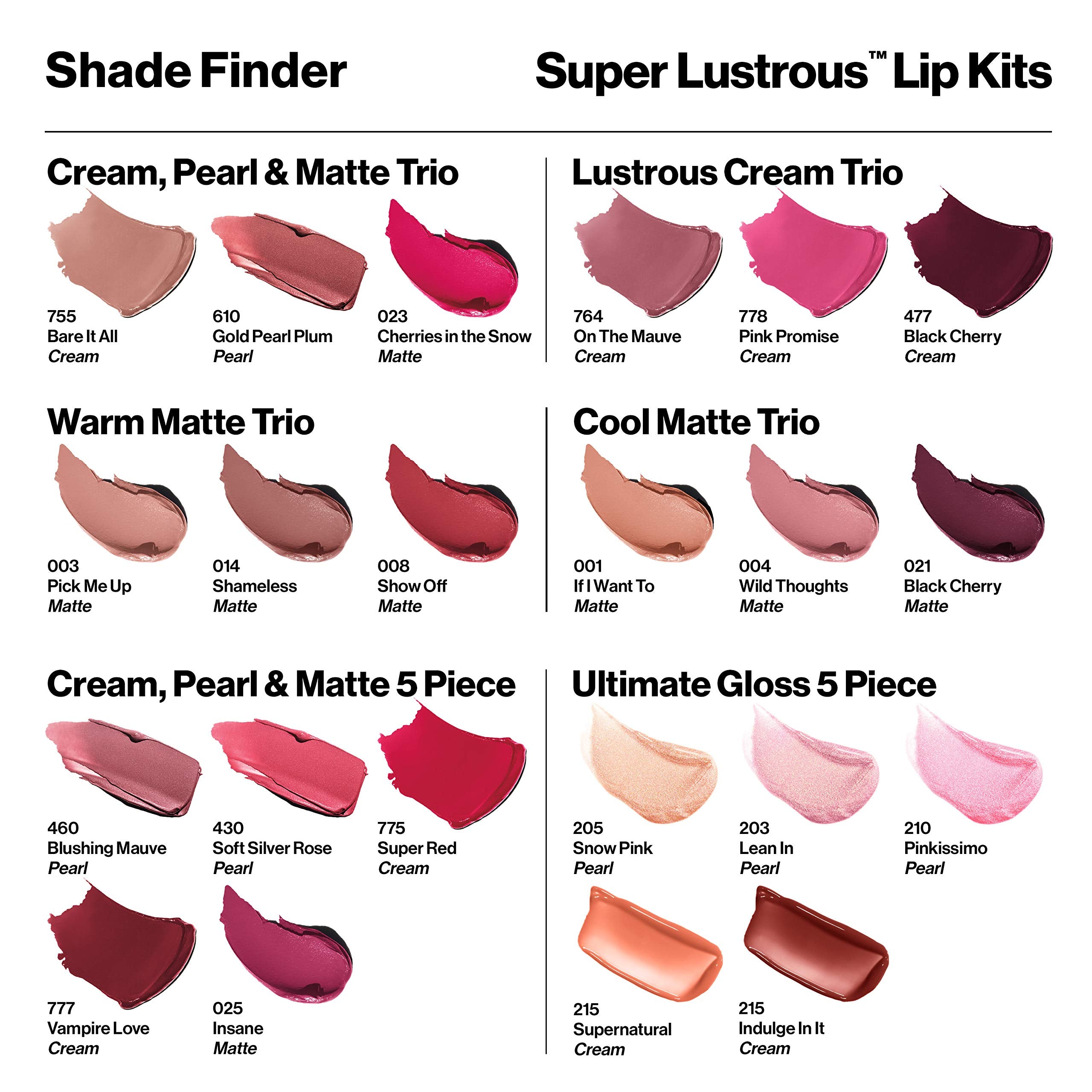 Revlon Super Lustrous 3-Piece Lipstick Gift Set – Cream, Pearl & Matte Finishes