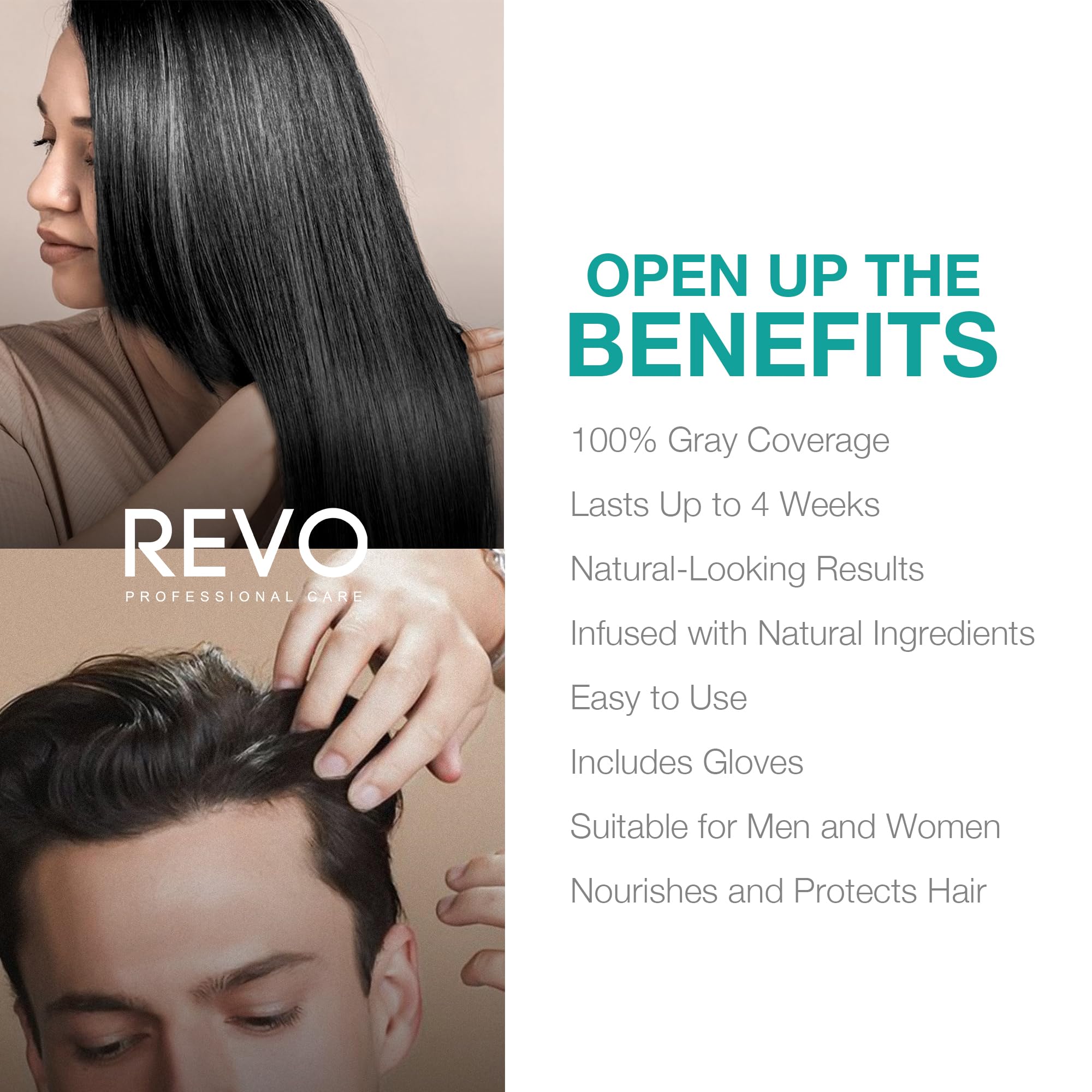 REVO Instant Black Hair Dye Shampoo – 3-in-1 Color & Conditioning (300ml) – Ammonia-Free, 5-Minute Gray Coverage