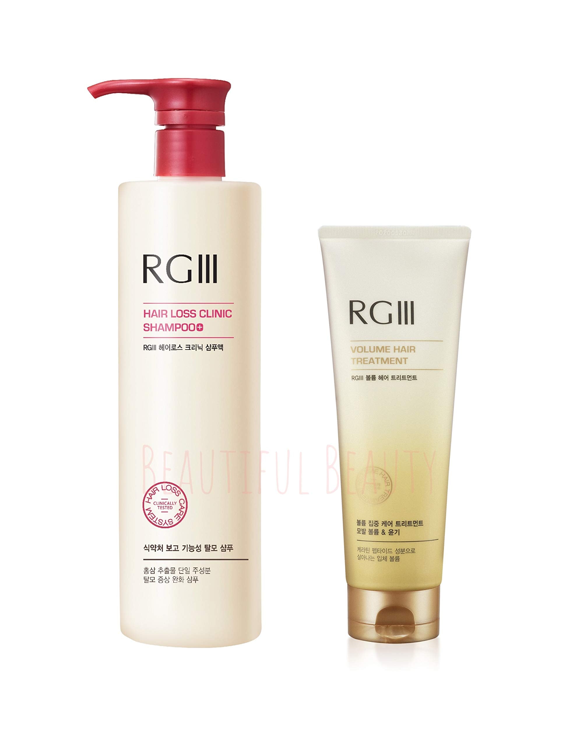 RGIII Red Ginseng Hair Loss Clinic Shampoo + Volume Treatment 2-Pack