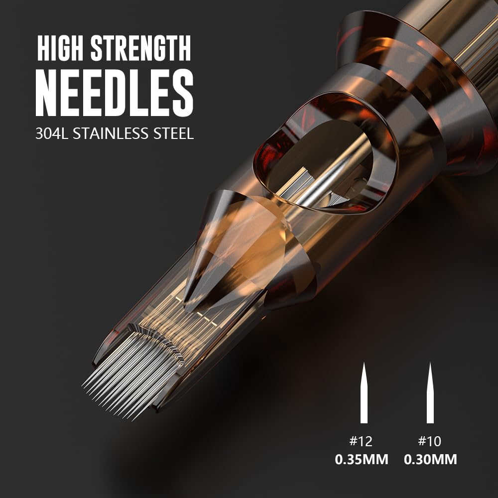 RHEIN Tattoo Cartridge Needles 20pcs 15RM #12 Standard 0.35mm | 3.5mm M-Taper Closed Tips