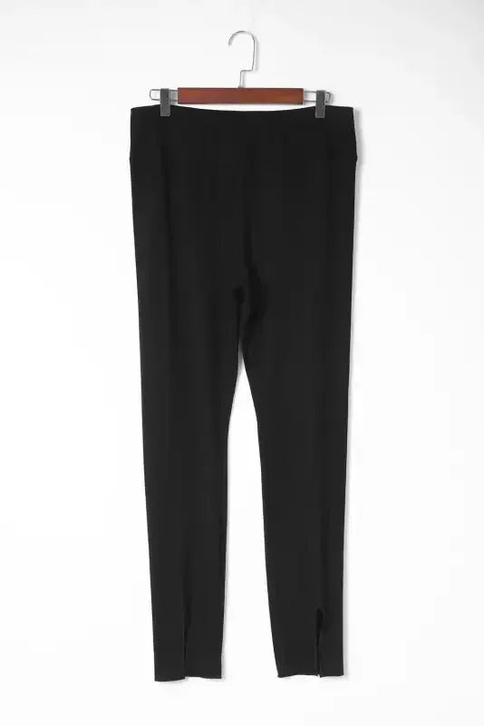 Rib Knit High Waist Slit Leggings Women UK