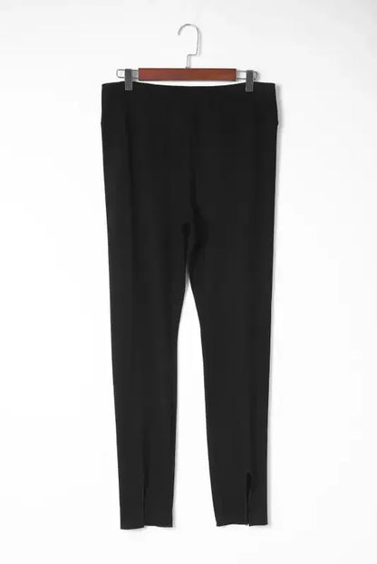Rib Knit High Waist Slit Leggings Women UK