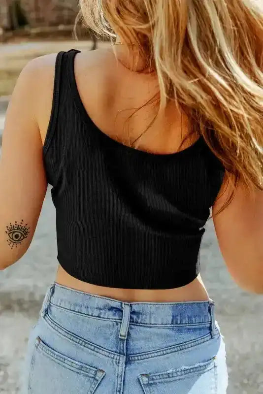 Ribbed Crop Tank Top Slim Fit Sleeveless