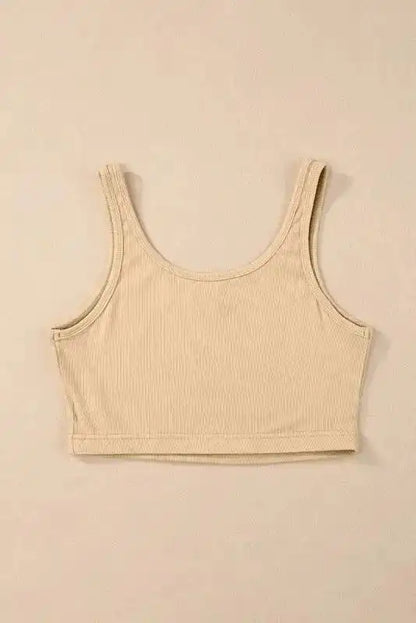 Ribbed Crop Tank Top - Basic Slim Fit