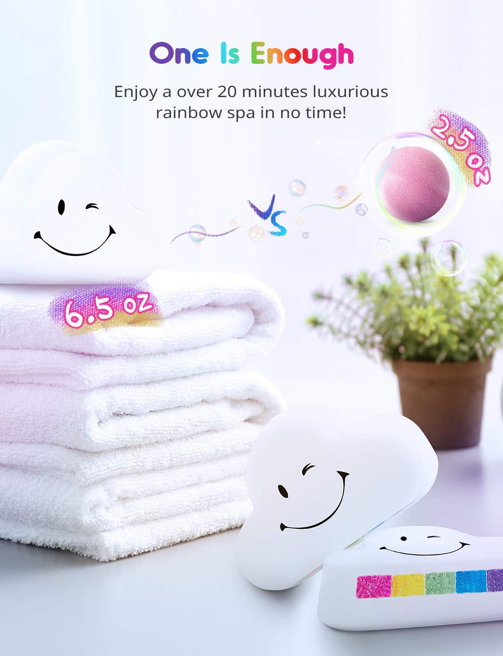 Ribivaul Cloud Rainbow Bath Bombs – XXXL Handmade 3x6 oz, Natural & Organic, Surprise Colors Inside