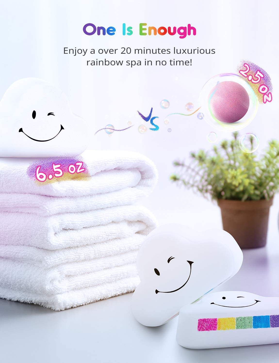 Ribivaul Cloud Rainbow Bath Bombs – XXXL Handmade 3x6 oz, Natural & Organic, Surprise Colors Inside