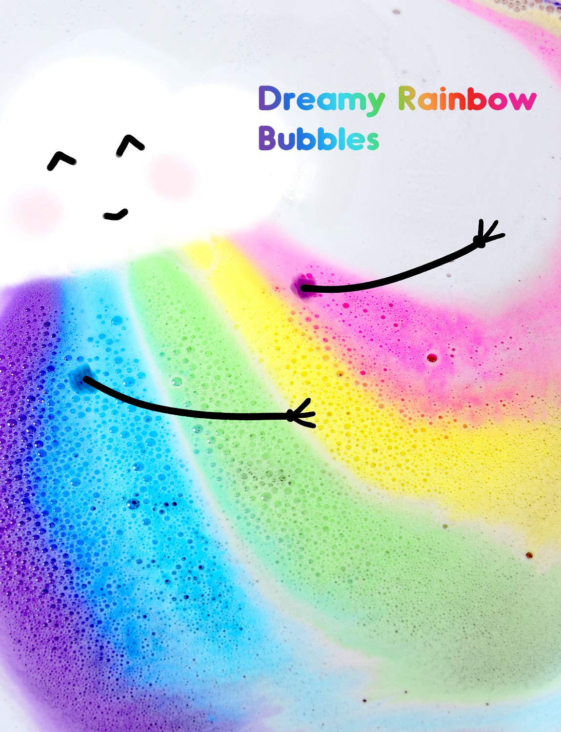 Ribivaul Cloud Rainbow Bath Bombs – XXXL Handmade 3x6 oz, Natural & Organic, Surprise Colors Inside
