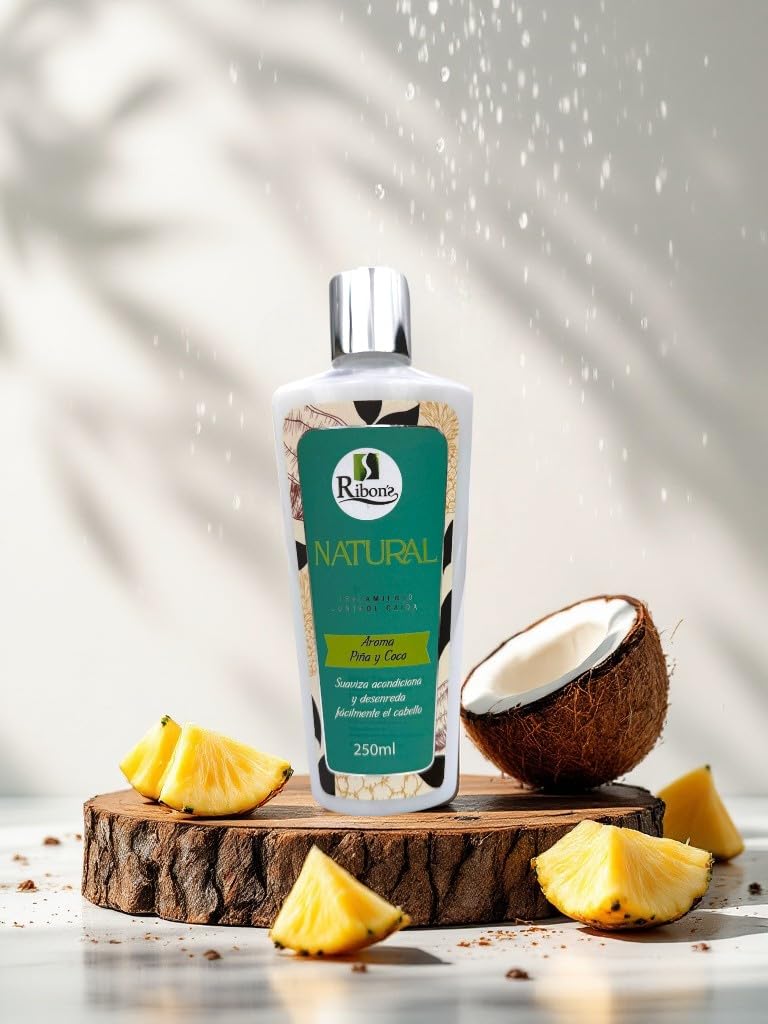 Ribon's Natural Shampoo & Hair Treatment Set – Onion, Rosemary & Aloe Vera – Pineapple Coconut Scent – 2x250ml