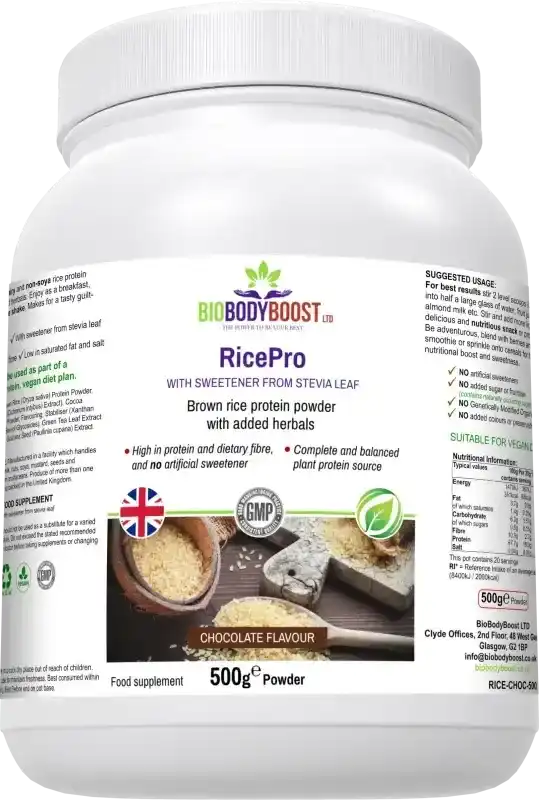 RicePro Chocolate Rice Protein Powder | Plant-Based UK