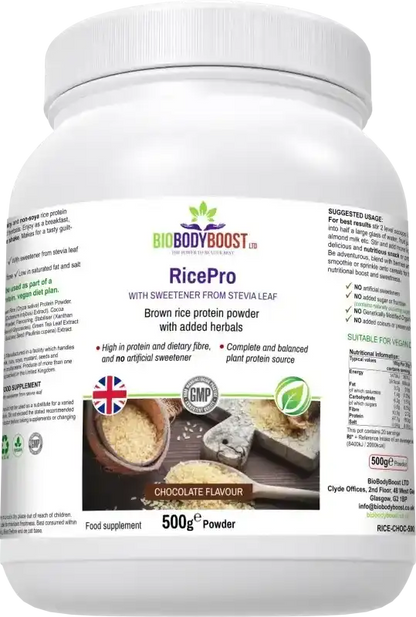 RicePro Chocolate Rice Protein Powder | Plant-Based UK