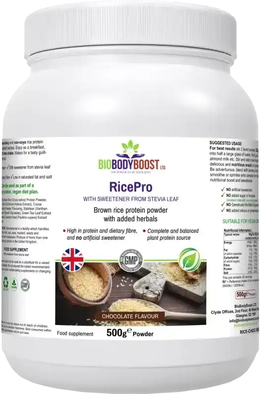 RicePro Chocolate Rice Protein Powder | Plant-Based UK