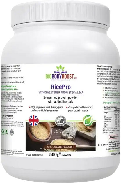 RicePro Chocolate Rice Protein Powder | Plant-Based UK