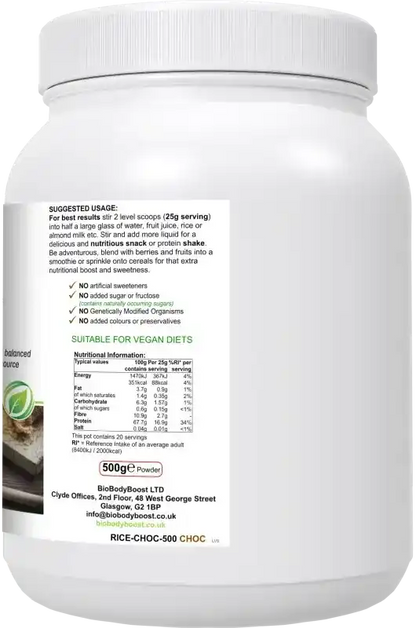 RicePro Chocolate Rice Protein Powder | Plant-Based UK